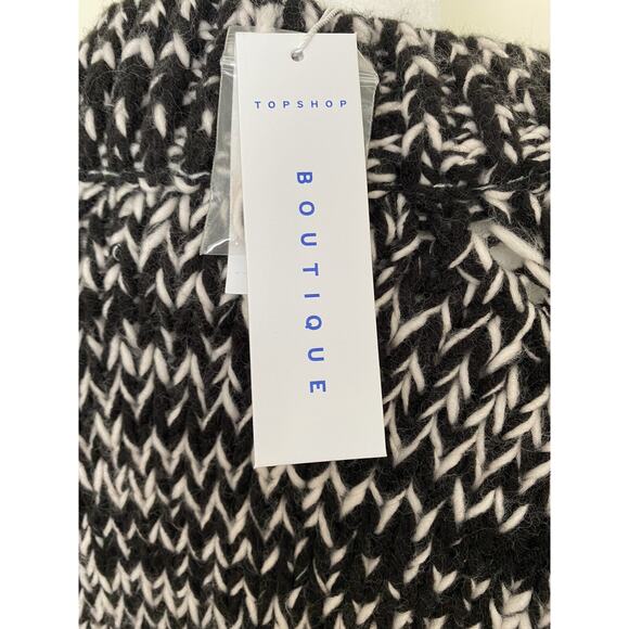 TopShop Black White Chunky Knit Sweater knitted women Size M A003074 - Picture 7 of 9